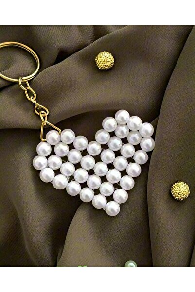 ZERO LAND Di̇ji̇bask Heart Pearl Keychain - White