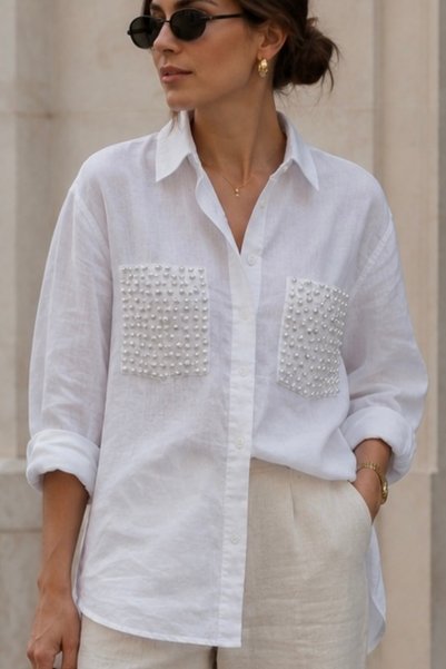 bb butik basic Oversized Studded Shirt Tr0935