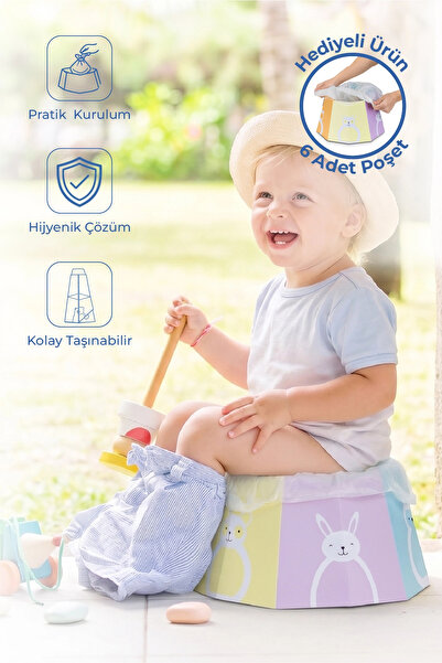 Babyjem Pratik Katlanabilir Seyahat Lazımlığı Desenli 6 Adet Poşet Hediyeli