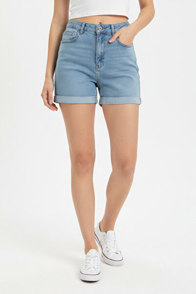 kleshus Btl Γυναικείο τζιν σορτς Reverse Leg Ice Blue Snow Wash Reverse Leg N...