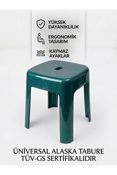 Saban Yeşil, Plastik Alaska Model Sağlam Tabure 36x36x46cm