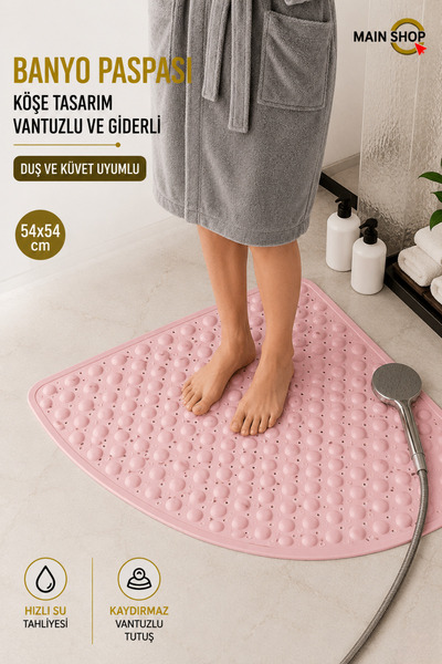 MAİN SHOP Corner Bathroom Shower Mat and Shower Cabin Mats with Drainage Hole...