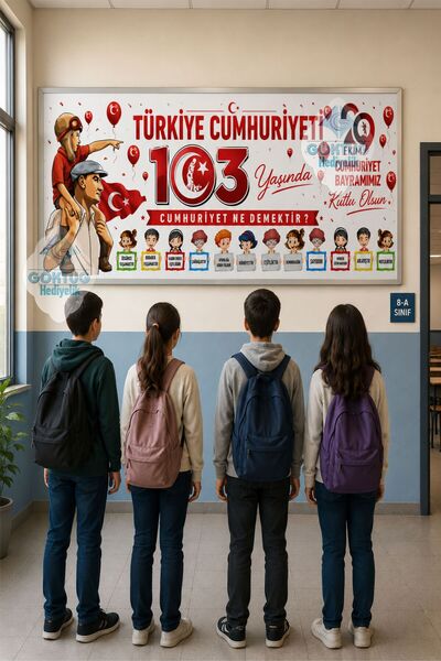 Göktuğ Hediyelik 29 Ekim Okul ve Kreşler İçin Vinil Baskı 150x50 CM