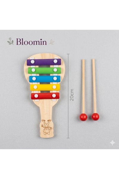 Bloomin Wooden Guitar Xylophone 5 Note Xylophone Instrument (Small Size) Celluloid Toy Colorful Auditory Baby and Child