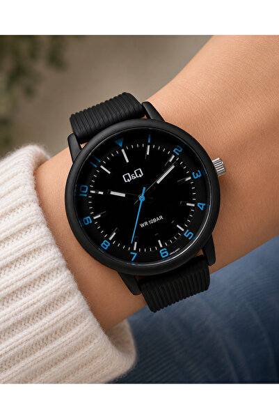 Q&Q 10 Atm Waterproof Silicone Strap Unisex Wristwatch with 2 Years Warranty