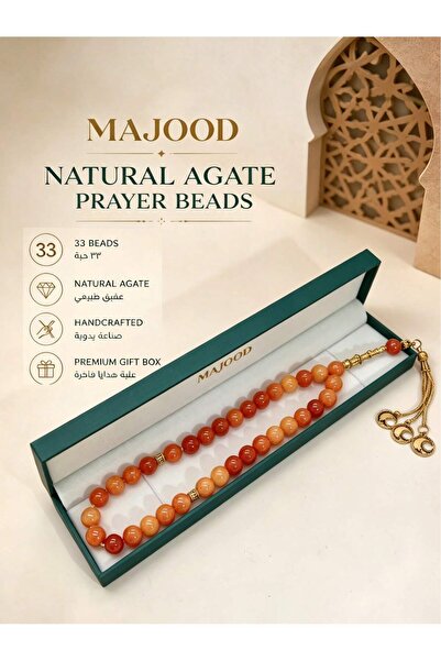MAJOOD 33 Natural Agate prayer beads/Tasbih/ 10mm/for men and women/Perfect R...
