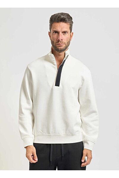 Armani Exchange Beyaz Erkek Dik Yaka Sweatshirt XM001295AF10818U0009 Sweatshirt