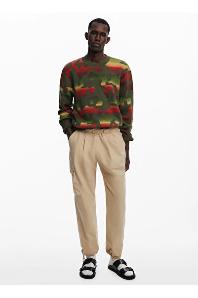Desigual Camel Erkek Regular Fit Yazı Baskılı Chino Pantolon 25WMPW03_PANT_BR...