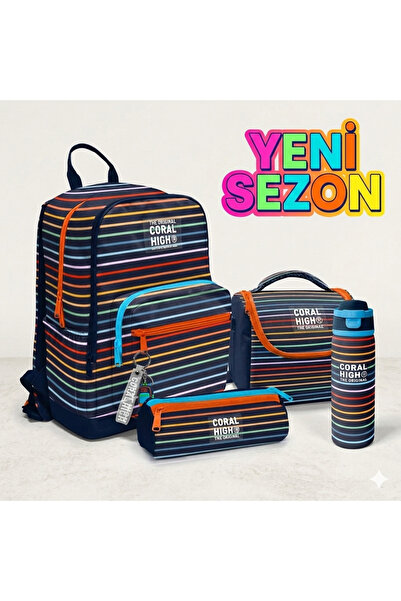 Coral High Kids Patterned 4-Piece School Bag Set