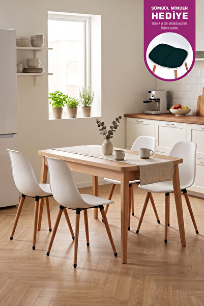 VİLİNZE Vilinze Eames Sandalye Avanos Ahşap MDF Açılır Mutfak Masası Takımı -...