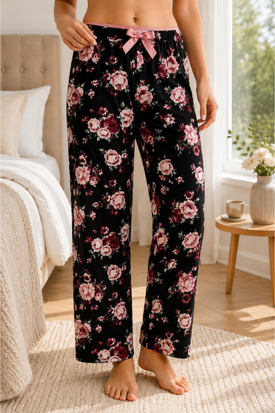 Made By me Acasă Purtați pijamale florale Partea de jos Talie înaltă 100% țes...