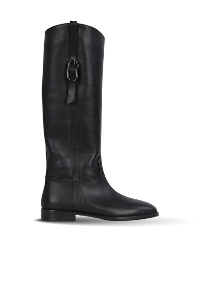 Bueno Shoes Black Leather Women's Flat Boots 30Wc25553