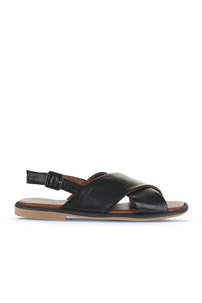 Bueno Shoes Sandale plate de damă din piele neagră 01wa3600