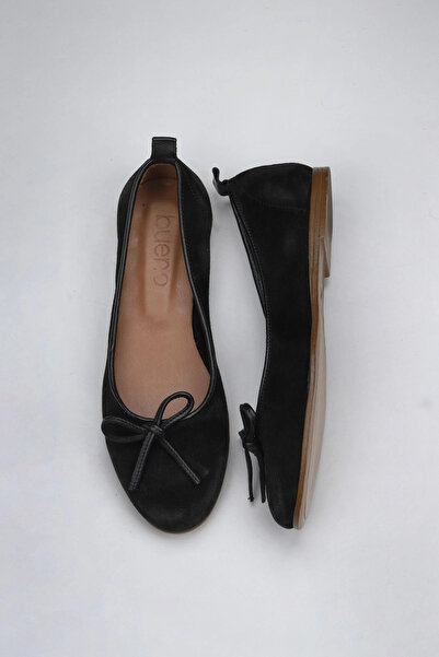 Bueno Shoes Balerini negri din piele de căprioară pentru femei 01wy6004