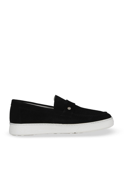 Bueno Shoes حذاء كاجوال رجالي من جلد الغزال الأسود 01me9500