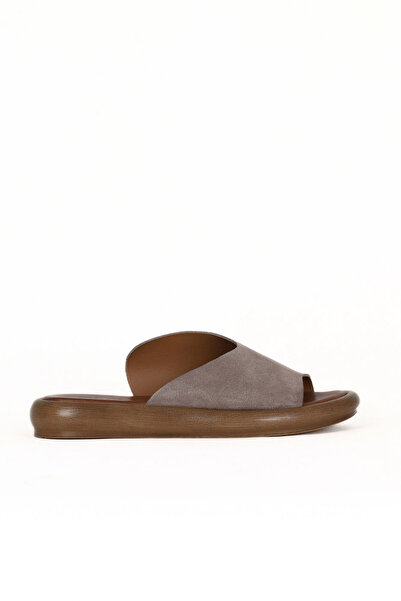Bueno Shoes Papuci plati pentru femei din piele intoarsa gri Dark Alf 01we3104