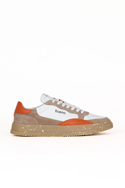 Bueno Shoes White Orange Leather Men's Sports Shoes 16Ma8242