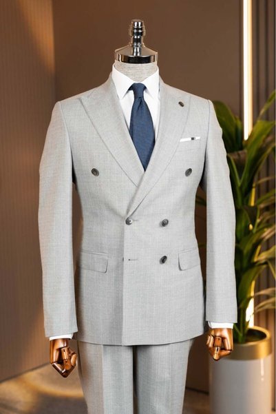 terzi ayhan Exclusive striped double-breasted suit - grey