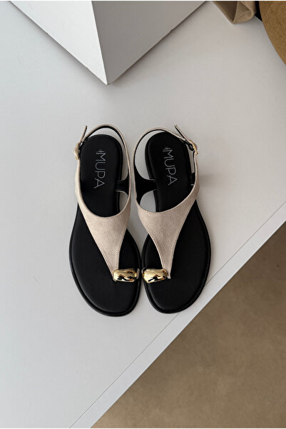 Mupa Shoes Sandale de damă BEJ DE piele intoarsa