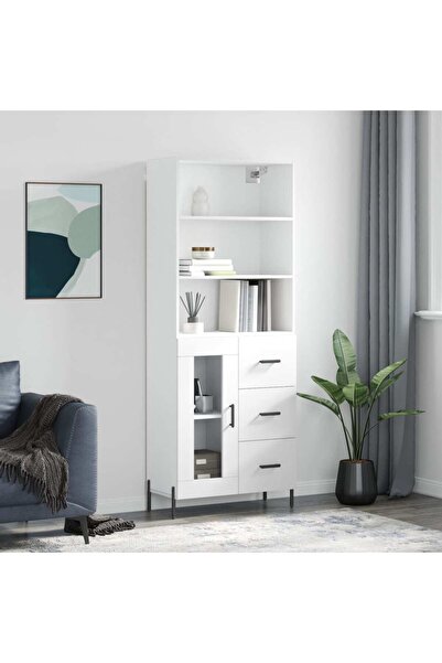 Concept Dulap înalt, alb, 69,5x34x180 cm, lemn compozit