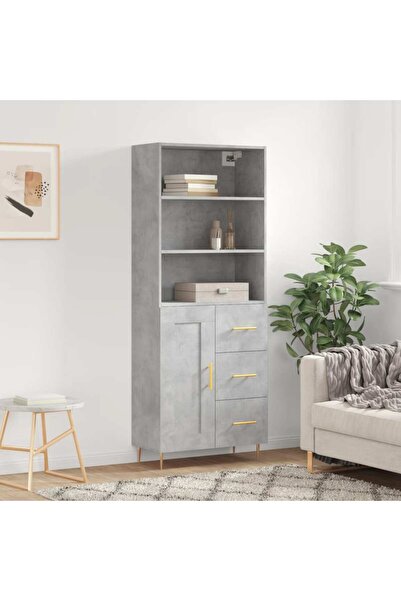 Concept Dulap înalt, gri beton, 69,5x34x180, lemn compozit