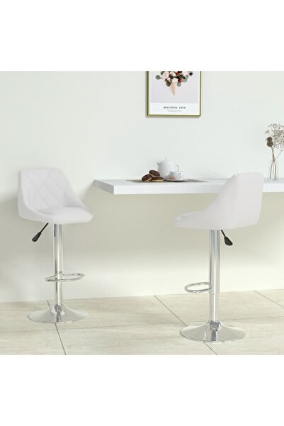 Concept Scaune de bar, 2 buc., alb, piele ecologică