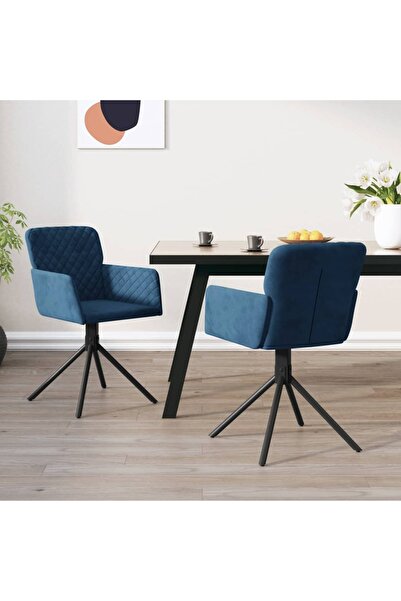 Concept Scaune de bucătărie pivotante, 2 buc, albastru, catifea