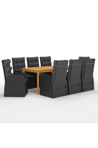 Concept Set mobilier de grădină, 9 piese, negru