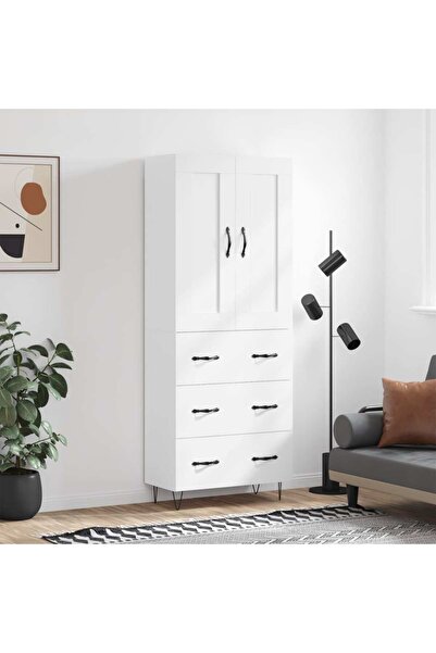 Concept Dulap înalt, alb, 69,5x34x180 cm, lemn compozit