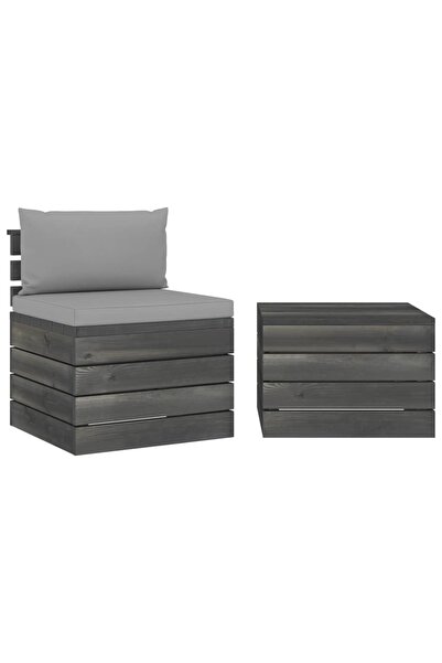 Concept Set mobilier grădină din paleți, 2 piese, cu perne, lemn de pin