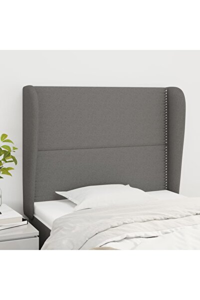 Concept Tăblie de pat cu aripioare gri închis 93x23x118/128 cm textil