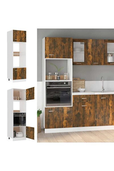 Concept Dulap cuptor microunde stejar afumat 60x57x207cm lemn prelucrat
