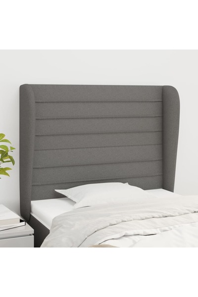 Concept Tăblie de pat cu aripioare gri închis 103x23x118/128 cm textil