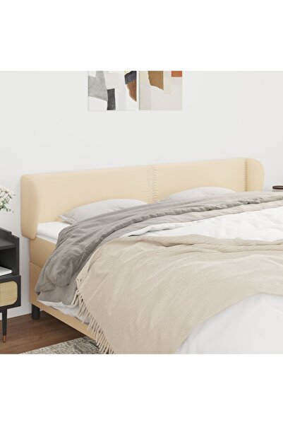 Concept Tăblie de pat cu aripioare crem 183x23x78/88 cm material textil