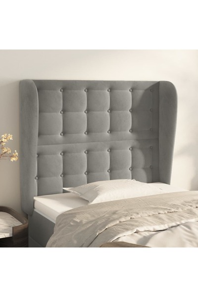 Concept Tăblie de pat cu aripioare gri deschis 103x23x118/128cm catifea