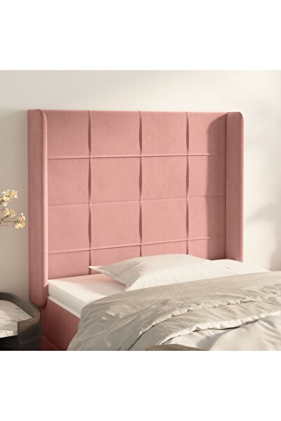 Concept Tăblie de pat cu aripioare, roz, 103x16x118/128 cm, catifea