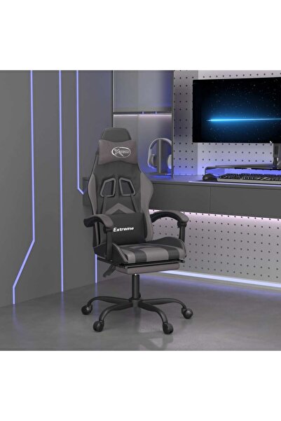 Concept Scaun de gaming cu suport picioare, negru/gri, piele ecologică