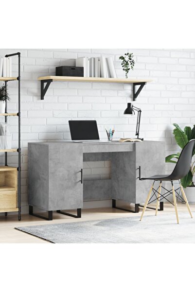 Concept Birou, gri beton, 140x50x75 cm, lemn compozit