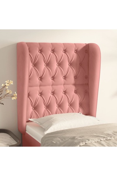 Concept Tăblie de pat cu aripioare, roz, 83x23x118/128 cm, catifea