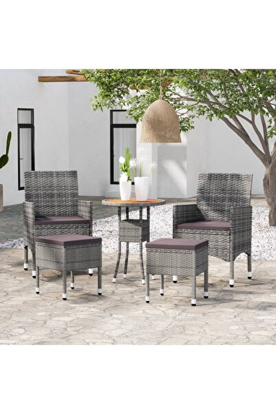 Concept Set scaune de grădină , 5 piese, gri, poliratan