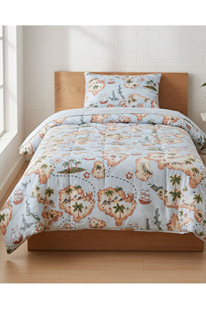 REDTAG Blue Treasure Hunt Printed 2 Piece Comforter Set (Single Size)