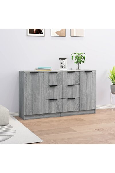 Concept Servante, 2 buc., gri sonoma, 60x30x70 cm, lemn prelucrat