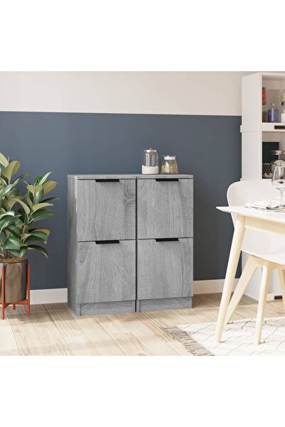 Concept Servante, 2 buc., gri sonoma, 30x30x70 cm, lemn prelucrat