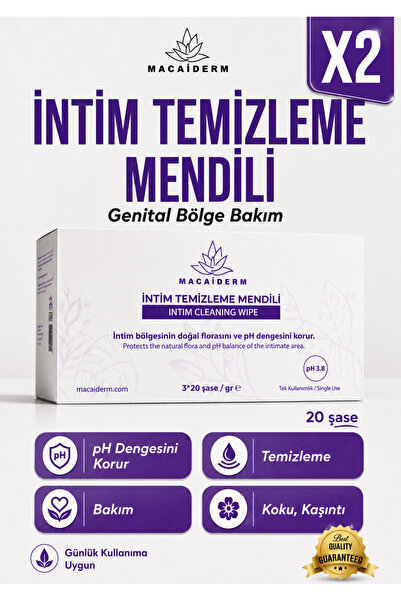 Macaiderm 2'li Fırsat Set Genital Bölge Bakımı İntim Temizleme Mendili pH Den...