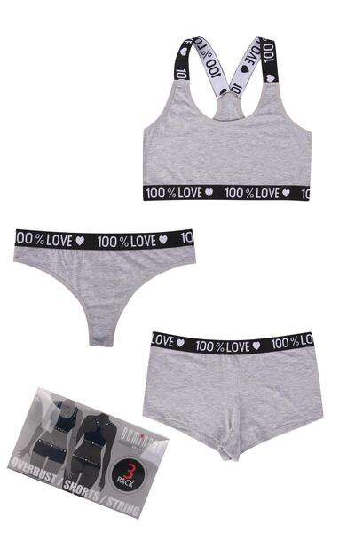 Dominant Kadın Büstiyer-Şort-Tanga 3'lü Set 95000-5