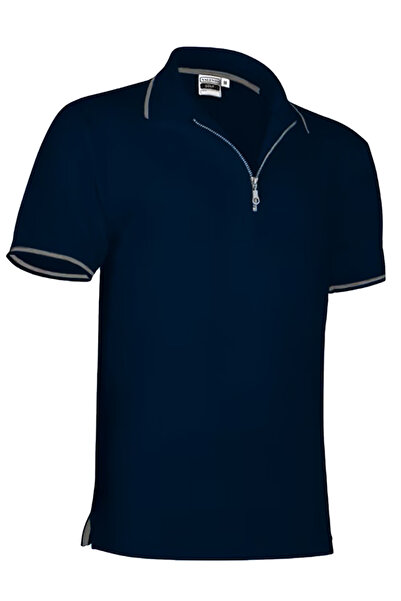 Valento Tricou polo bărbătesc, 100% bumbac, Golf, bleumarin/gri