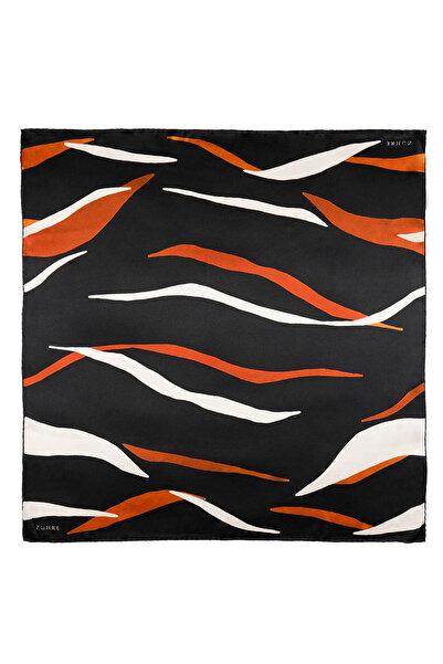 Zühre Zebra Patterned Silk Satin V10 Scarf 0112