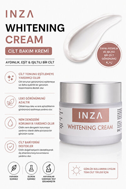 ınza Beyazlatıcı Krem 50 ml Cilt Beyazlatıcı, Leke Karşıtı, Ton Eşitleyici, A...