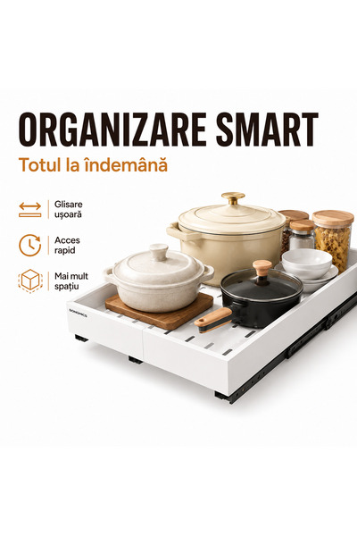 iTin Organizator Glisant Extensibil pentru Dulap si Sub Chiuveta, Reglabil, p...