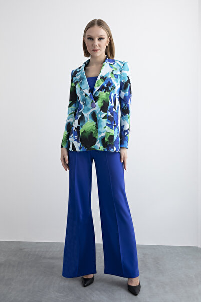 Patterned Jacket and Pants Set